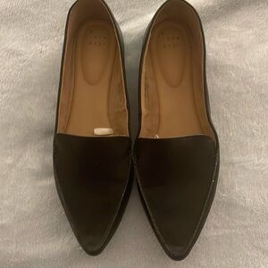 Black Pointy Toe Flat Loafers Size 10